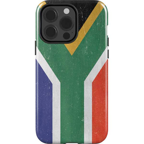 South Africa Flag Distressed iPhone 15 Pro Impact Case